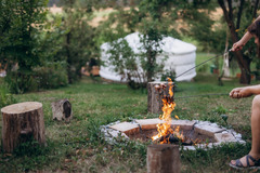 Glamping Boho jurta v Kostici u Břeclavi - ohniště